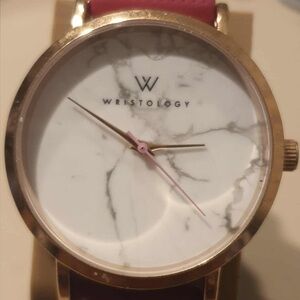 🦋10/$20🦋 Wristology Olivia Goldtone/White Marble Silicone Women's Watch